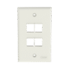 Placa de Pared Vertical, Salida Para 4 Puertos Keystone, Color Blanco Mate