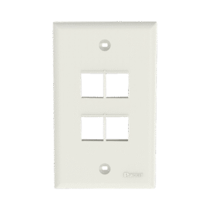 Placa de Pared Vertical, Salida Para 4 Puertos Keystone, Color Blanco Mate