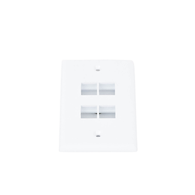Placa de Pared Vertical, Salida Para 4 Puertos Keystone, Color Blanco