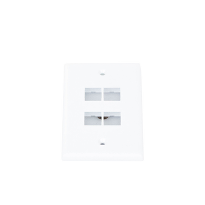 Placa de Pared Vertical, Salida Para 4 Puertos Keystone, Color Blanco