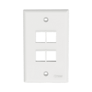 Placa de Pared Vertical, Salida Para 4 Puertos Keystone, Color Blanco