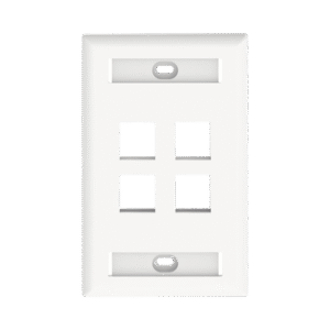 Placa de Pared Vertical, Salida Para 4 Puertos Keystone, Con Espacios Para Etiquetas, Color Blanco