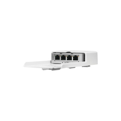 Switch PoE 24 V de Paso para Exterior con 4 Puertos Gigabit (1 PoE In, 3 PoE Out) NanoSwitch