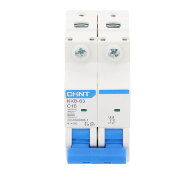 Pastilla para Riel Din, 2 Polos, 16 Amp, Vca:110/415v, 6kA, Catálogo: NXB632PC16, Serie: NXB-63.
