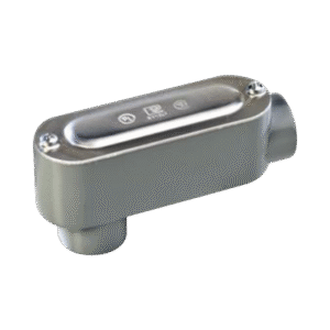 Caja oval roscada tipo LB de 1 1/4" (31.8 mm) incluye tapa y tornillos.