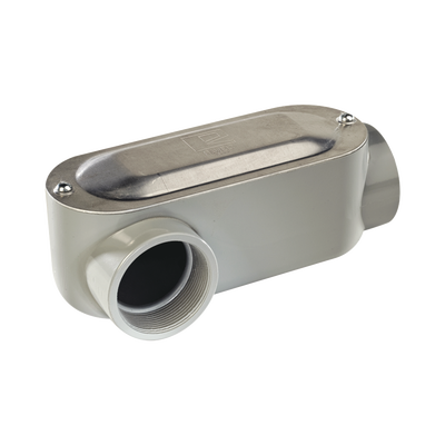 Caja oval roscada tipo LR de 3" larga(76.2 mm) Incluye tapa y tornillos.