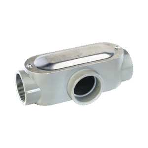 Caja oval roscada tipo T de 3" grande (76.2 mm) incluye tapa y tornillos.