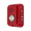 Sirena con Lámpara LED Estroboscópica / a 2 Hilos / Montaje en Pared / 24 Vcd / Configuración Estroboscópica Seleccionable / Texto en Inglés / Color Rojo