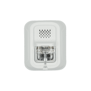 Sirena con Lámpara Estroboscópica a 2 Hilos, Montaje en Pared, Color Blanco, Configuración Estroboscópica Seleccionable, Sin Texto, Nuevo Diseño Moderno y Elegante y Menor Consumo de Corriente