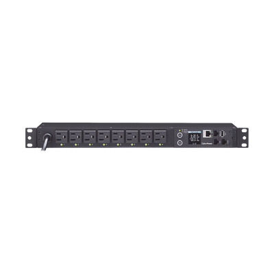 PDU Switchable por Toma, Para Distribución de Energía, Entrada 120 Vca NEMA 5-15P, Con 8 Salidas NEMA 5-15R, Horizontal 19in, 1UR