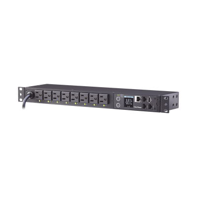 PDU Switchable por Toma, Para Distribución de Energía, Entrada 120 Vca NEMA 5-15P, Con 8 Salidas NEMA 5-15R, Horizontal 19in, 1UR