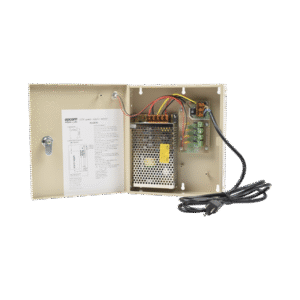 Fuente de poder profesional para CCTV de 12 Vcc @ 5A, para 4 cámaras ; Voltaje de entrada de 100-240 Vca