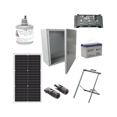 Kit Solar de 12 Vcc para alimentar energizador de cerca electrificada. Instalación de panel en poste. Kit Solar de 12 Vcc para alimentar energizador de cerca electrificada. Instalación de panel en poste.