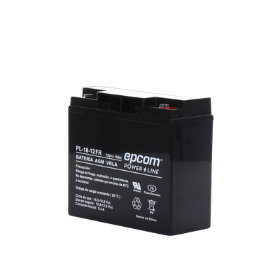 Batería 12 Vcc / 18 Ah / UL / AGM-VRLA / Retardante a la flama / Para uso en equipo electrónico,Alarmas de intrusión / Incendio/ Control de acceso / Video Vigilancia / Terminales tipo M5 ( HEX ) / Cargador recomendado CHR-80.