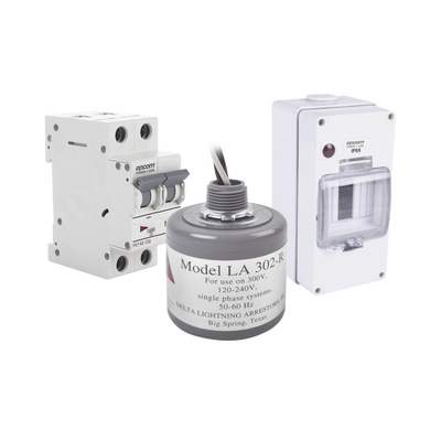 Kit de Centro de Carga Para Corriente Alterna, Breaker de hasta 400 Vca de 32 A con Supresor de Picos Transitorios.