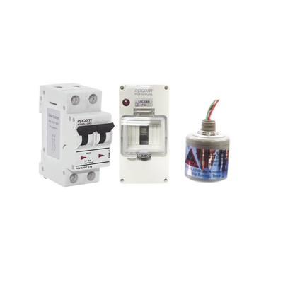 Kit de Centro de Carga Para Corriente Directa, Breaker de hasta 800 Vcc de 32 A con Supresor de Descargas Atmosféricas. Kit de Centro de Carga Para Corriente Directa, Breaker de hasta 800 Vcc de 32 A con Supresor de Descargas Atmosféricas.