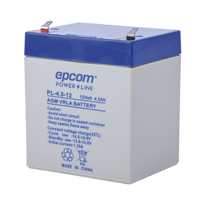 Batería 12 Vcc / 4.5 Ah / UL / Tecnología AGM-VRLA / Para uso en equipo electrónico Alarmas de intrusión / Incendio/ Control de acceso / Video Vigilancia / Terminales F1.
