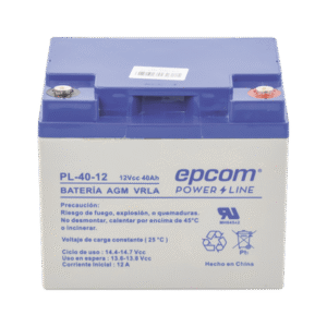 Batería 12 Vcc / 40 Ah / UL / Tecnología AGM-VRLA / Para uso en equipo electrónico Alarmas de intrusión / Incendio/ Control de acceso / Video Vigilancia / Terminales tipo M6 ( HEX ) / Cargador recomendado CHR-250.