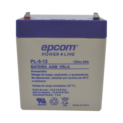 Batería 12 Vcc / 5 Ah / UL / Tecnología AGM-VRLA / Para uso en equipo electrónico Alarmas de intrusión / Incendio/ Control de acceso / Video Vigilancia / Terminales F1 / Cargador recomendado CHR-80. Batería 12 Vcc / 5 Ah / UL / Tecnología AGM-VRLA / Para uso en equipo electrónico Alarmas de intrusión / Incendio/ Control de acceso / Video Vigilancia / Terminales F1 / Cargador recomendado CHR-80.