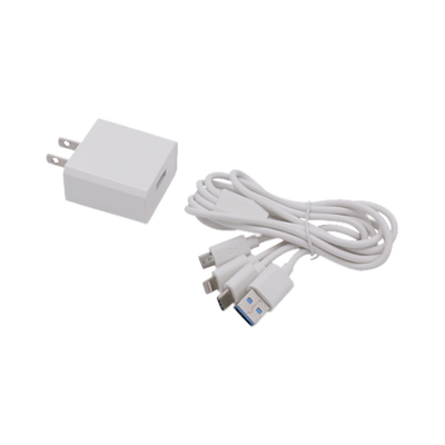Cargador de pared USB de 5 Vcc 2A / Multi-puertos / USB-C / Micro USB / Tipo C / Lightning (iPhone) / Extensión de cable 1.2 metros