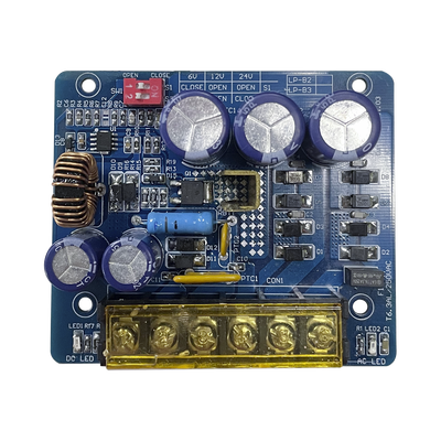 6 o 12 o 24 Vcc @ 4 A / Fuente tipo tarjeta/ 1 salida / requiere transformador de entrada / capacidad de baterías / baterías no incluidas.