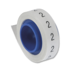 Rollo de Etiquetas Marcadoras, Pre-Impresos con el Número 2, de 2.4 metros, Color Blanco