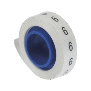 Rollo de Etiquetas Marcadoras, Pre-Impresos con el Número 6, de 2.4 metros, Color Blanco