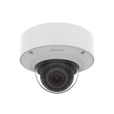 Cámara Domo 2MP Solid EDGE / Wisenet WAVE embebido / Antivandalica / Lente Motorizado de 4.38 A 9.33mm / P-Iris / WDR 120dB / 1TB SSD / IP66, IP67, IK10+, NEMA4X, IP6K9K