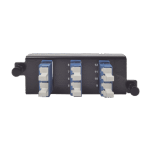 Placa acopladora de Fibra Óptica "Plug and Play", Con 6 Conectores LC Duplex (12 Fibras), Para Fibra Monomodo, Azul