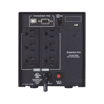 UPS de 750 VA/525 W, Topología Línea Interactiva, Entrada 120 Vca NEMA 5-15P, Onda Senoidal Pura, Tipo Torre, Con 6 Tomas NEMA 5-15R UPS de 750 VA/525 W, Topología Línea Interactiva, Entrada 120 Vca NEMA 5-15P, Onda Senoidal Pura, Tipo Torre, Con 6 Tomas NEMA 5-15R