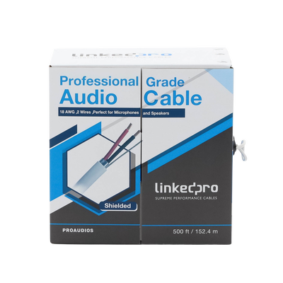 Cable para audio profesional calibre 18 en 2 hilos 100% cobre, BLINDADO perfecto para bocinas y micrófonos, bobina de 152 m Cable para audio profesional calibre 18 en 2 hilos 100% cobre, BLINDADO perfecto para bocinas y micrófonos, bobina de 152 m