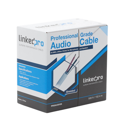 Cable para audio profesional calibre 18 en 2 hilos 100% cobre, BLINDADO perfecto para bocinas y micrófonos, bobina de 152 m Cable para audio profesional calibre 18 en 2 hilos 100% cobre, BLINDADO perfecto para bocinas y micrófonos, bobina de 152 m
