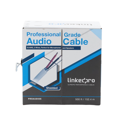 Cable para audio profesional calibre 18 en 2 hilos 100% cobre, BLINDADO perfecto para bocinas y micrófonos, bobina de 152 m Cable para audio profesional calibre 18 en 2 hilos 100% cobre, BLINDADO perfecto para bocinas y micrófonos, bobina de 152 m