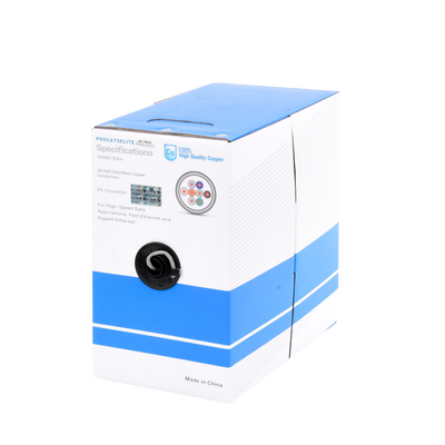 Bobina de cable de 305m, (1000 ft), Cat5e, 24 AWG, color Gris, UL, para aplicaciones en videovigilancia, redes de datos. Uso Interior Bobina de cable de 305m, (1000 ft), Cat5e, 24 AWG, color Gris, UL, para aplicaciones en videovigilancia, redes de datos. Uso Interior