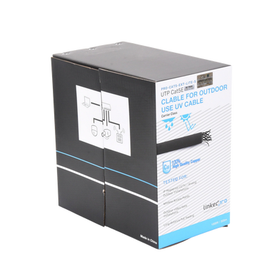 Bobina de cable de 305 m, Cat5e, color negro, sin blindar, para aplicaciones de videovigilancia, redes de datos. Uso en intemperie Bobina de cable de 305 m, Cat5e, color negro, sin blindar, para aplicaciones de videovigilancia, redes de datos. Uso en intemperie