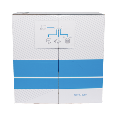 Bobina de cable de 305 m, Cat5e, para intemperie, sin blindar, color blanco, UL, para aplicaciones en CCTV, redes de datos, Requiere tubería para su correcta instalación en ambientes exteriores.