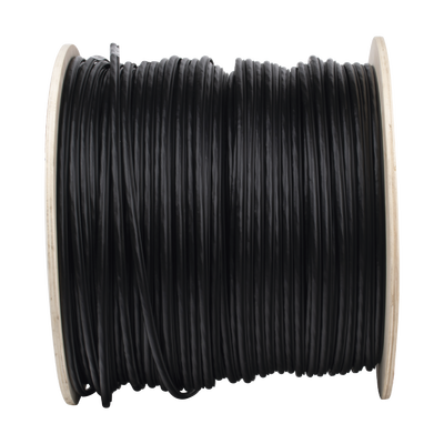Bobina de cable FTP con Mensajero de Acero de 305 m Cat6+ CALIBRE 23, color negro, para aplicaciones en video vigilancia y redes de datos / Uso en Intemperie y aplicaciones Aéreas