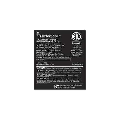 Inversor de corriente Onda Pura Montaje en rack 1200W, 48 Vcc- 120 VCA, 50/60 Hz