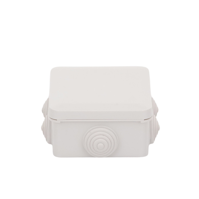 Caja Derivación-Conexión de Plástico (89 X 89 X 50 mm) con 7 Glándulas de Goma. Para Instalaciones Comerciales, Residenciales e Industriales. Cerrado a Presión.