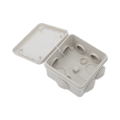 Caja Derivación-Conexión de Plástico (89 X 89 X 50 mm) con 7 Glándulas de Goma. Para Instalaciones Comerciales, Residenciales e Industriales. Cerrado a Presión.