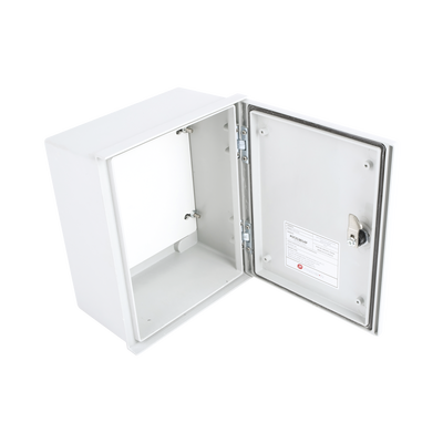 Gabinete de Poliéster IP65 Uso en Intemperie (250 x 300 x 140 mm) con Placa Trasera Interior de Plástico (Incluye Chapa y Llave).