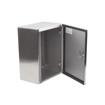 Gabinete de Acero Inoxidable IP66 Uso en Intemperie (300 x 400 x 200 mm) con Placa Interna Galvanizada. Gabinete de Acero Inoxidable IP66 Uso en Intemperie (300 x 400 x 200 mm) con Placa Interna Galvanizada.