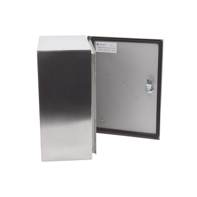 Gabinete de Acero Inoxidable IP66 Uso en Intemperie (300 x 400 x 200 mm) con Placa Interna Galvanizada. Gabinete de Acero Inoxidable IP66 Uso en Intemperie (300 x 400 x 200 mm) con Placa Interna Galvanizada.
