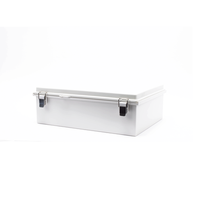 Gabinete de Plástico ABS, Uso en Intemperie IP66 (350 x 460 x 160 mm) Cierre por Broche Inoxidable y Permite Cerrado con Candado y Llave (Perno 5mm) No Incluido