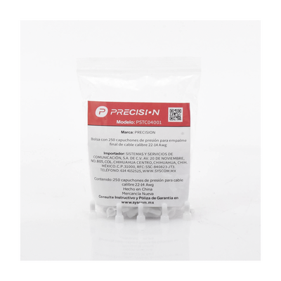 Bolsa con 250 Terminales tipo Campanas / Capuchón para empalme final de cable calibre 14-22Awg