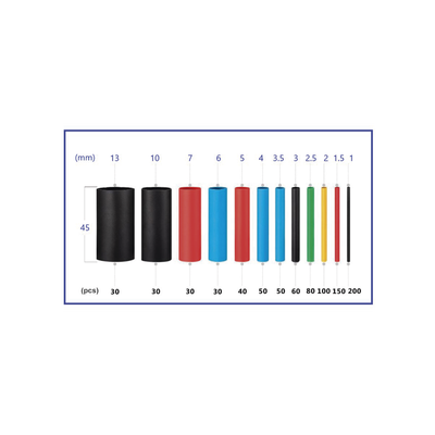 850 Tubos Termoencogibles (Termofit) 2:1, de 12 Diferentes Medidas