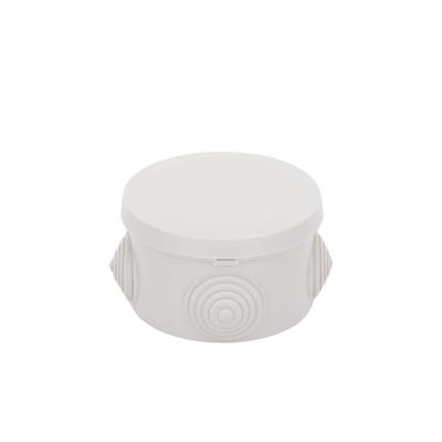 Caja Derivación-Conexión de Plástico Circular con 4 Glándulas de Goma (70 diámetro X 48 alto mm). Para Instalaciones Comerciales, Residenciales e Industriales. Cerrado a Presión.