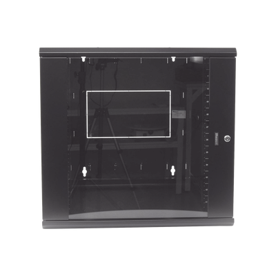 Gabinete PanZone de Montaje en Pared, de 19in, Puerta con Ventana de Seguridad, 12 UR, 762mm de Profundidad, Color Negro Gabinete PanZone de Montaje en Pared, de 19in, Puerta con Ventana de Seguridad, 12 UR, 762mm de Profundidad, Color Negro