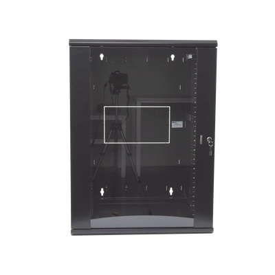 Gabinete PanZone de Montaje en Pared, de 19in, Puerta con Ventana de Seguridad, 18 UR, 635mm de Profundidad, Color Negro Gabinete PanZone de Montaje en Pared, de 19in, Puerta con Ventana de Seguridad, 18 UR, 635mm de Profundidad, Color Negro