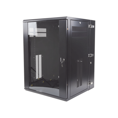 Gabinete PanZone de Montaje en Pared, de 19in, Puerta con Ventana de Seguridad, 18 UR, 635mm de Profundidad, Color Negro Gabinete PanZone de Montaje en Pared, de 19in, Puerta con Ventana de Seguridad, 18 UR, 635mm de Profundidad, Color Negro